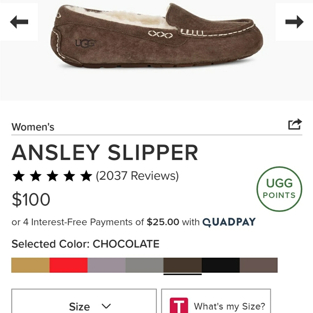 New in Box Ugg Ansley Slipper size 6